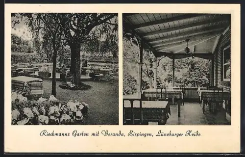 AK Bispingen /Lüneburger Heide, Gasthaus Rieckmanns Garten mit Veranda