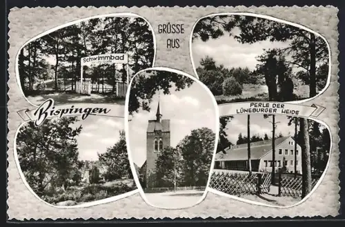 AK Bispingen, Schwimmbad, Kirche, Gebäude