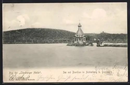 AK Achterberg b. Dorfmark, See mit Pavillon