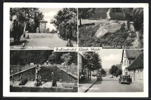 AK Fallingbostel /Lüneb. Heide, Hermann Löns Gedenkstein, Vogteistrasse
