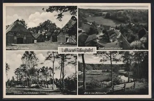 AK Fallingbostel, Hof in Oerbke, Sieben Steinhäuser, Blick vom Kirchturm