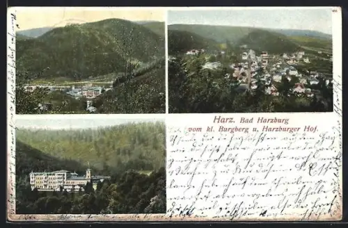 AK Bad Harzburg /Harz, Blick v. kl. Burgberg, Harzburger Hof