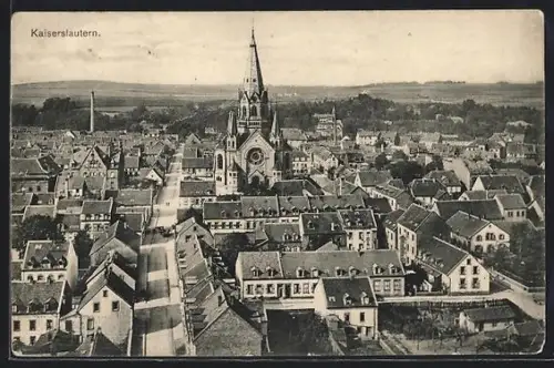 AK Kaiserslautern, Stadtansicht mit Kirche