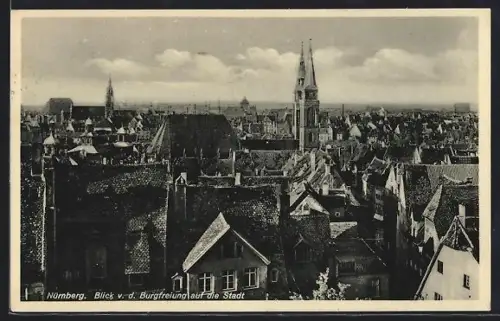 AK Nürnberg, Blick von der Burgfreiung auf die Stadt