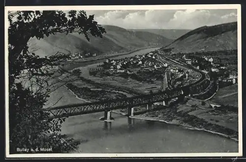 AK Bullay a. d. Mosel, Eisenbahnbrücke über dem Fluss