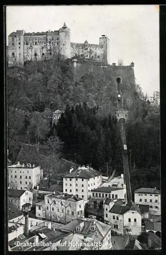 AK Hohensalzburg, Blick auf die Drahtseilbahn