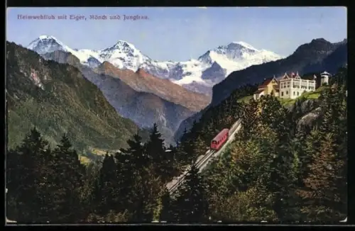 AK Heimwehfluh, Bergbahn, Eiger Mönch und Jungfrau