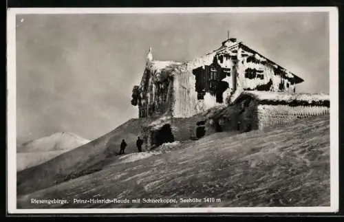 AK Prinz Heinrich-Baude im Winter mit Eispanzer