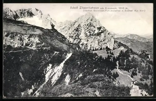 AK Adolf Zöppritzhaus am Kreuzeck, Berghütte mit Umgebung