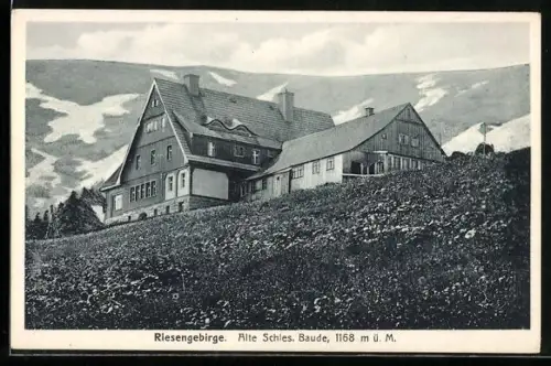 AK Alte Schlesische Baude, Blick auf die Baude im Riesengebirge