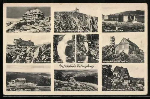 AK Peterbaude /Riesengebirge, Schneegrubenbaude, Zuckelfallbaude, Hochsteinbaude