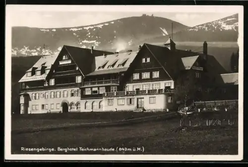 AK Berghotel Teichmannbaude, Frontansicht der Berghütte