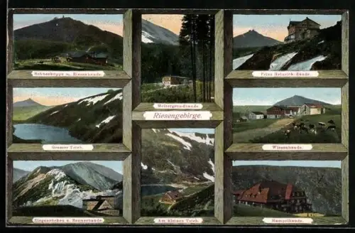 AK Riesengebirge, Melzergrundbaude, Am kleinen Teich, Hampelbaude