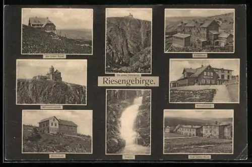 AK Alte Schlesische Baude /Riesengebirge, Wosseckerbaude, Elbfallbaude, Martinsbaude