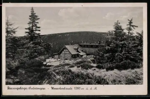 AK Wosseckerbaude /Riesengebirge, Blick zur Baude