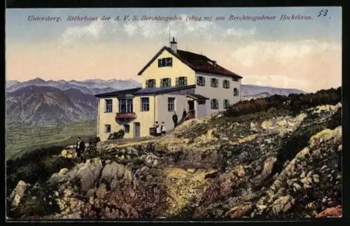 AK Stöhrhaus am Berchtesgadener Hochthron, Berghütte mit Untersberg