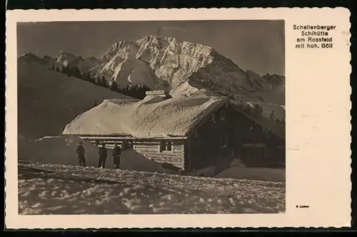 AK Schellenberger Schihütte am Rossfeld, Hütte im Schnee