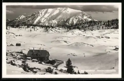 AK Sonnschienhütte, Blick auf die Berghütte