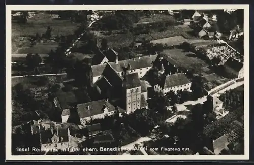 AK Reichenau, Fliegeraufnahme der ehemaligen Benediktiner-Abteis