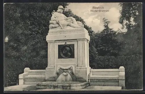 AK Rostock, Blick auf den Reuter-Brunnen