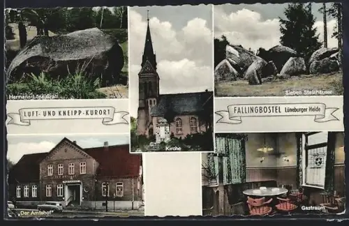 AK Fallingbostel, Gasthaus Der Amtshof, Inneres Gastraum, Kirche
