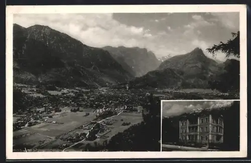 AK Bad Reichenhall, Ortsansicht und Hotel Kurpension Staufen in der Mozartstrasse