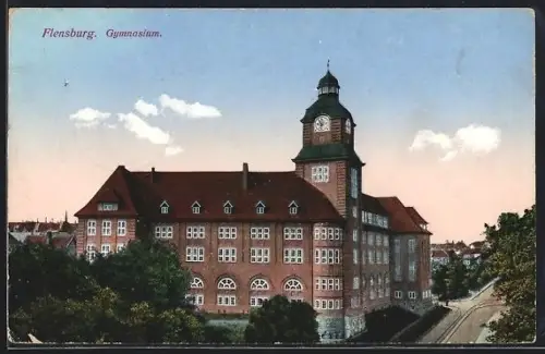 AK Flensburg, Strassenpartie am Gymnasium