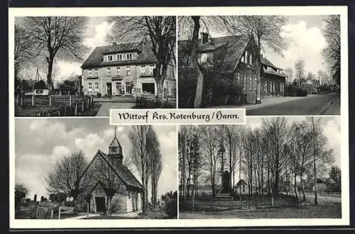 AK Wittorf /Kr. Rotenburg, Geschäft, Kapelle, Denkmal