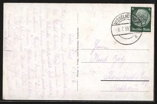 AK Visselhövede, Strassenpartie mit Kirche