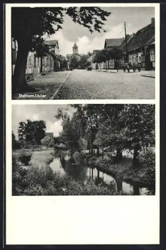AK Rethem /Aller, Strassenansicht, Flusslauf