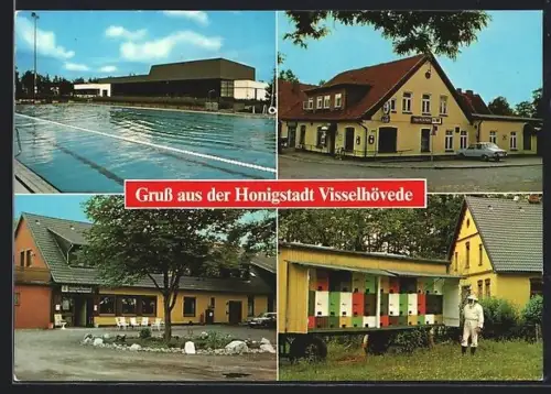 AK Visselhövede, Freibad, Hotel Stadt Bremen, Imkerei