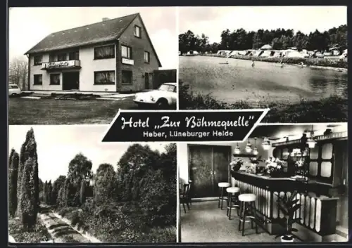 AK Heber /Lüneburger Heide, Hotel Zur Böhmequelle, Gasthaus, Bar, Bes. Gerhard und Renate Röhrs