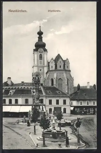 AK Neunkirchen /N.-Oe., Pfarrkirche, Brunnen