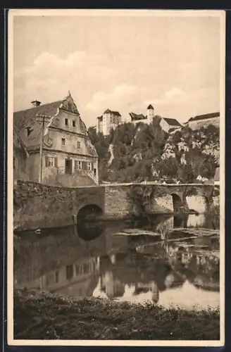 AK Harburg a.d. Wörnitz, Schloss, Brücke, Fluss