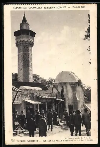 AK Paris, Exposition Internationale 1931, Section Tunisienne, Passanten beim Cafe Maure