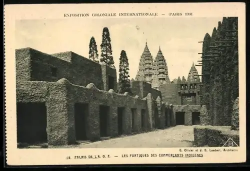AK Paris, Exposition Coloniale Internationale 1931, Les Portiques des Commercants indigenes