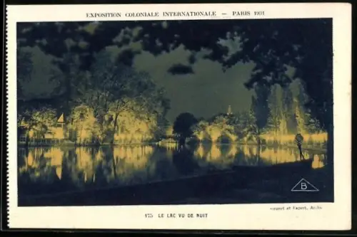 AK Paris, Exposition coloniale internationale 1931, Le Lac, vu de nuit