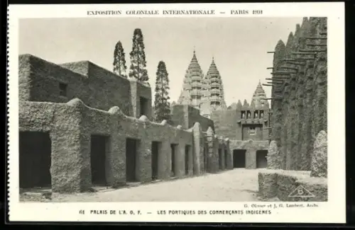AK Paris, Exposition coloniale internationale 1931, Palais de l`A. O. F., les Portiques des Commercants indigenes