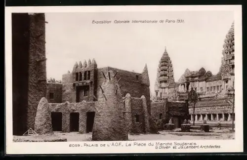 AK Paris, Exposition coloniale internationale 1931, Palais de l`AOF, La place du Marché Soudanais
