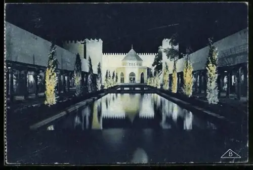 AK Paris, Exposition coloniale internationale 1931, Pavillon du Maroc, vue de nuit