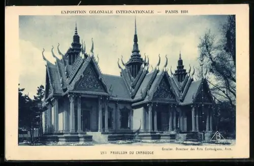 AK Paris, Exposition Coloniale Internationale 1931, Section Indochine, Pavillon du Cambodge
