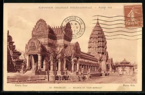 AK Paris, Exposition coloniale internationale 1931, Angkor-Vat, Galerie et Tour Nord-Est