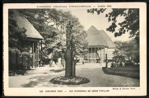 AK Paris, Exposition Coloniale Internationale 1931, Cameroun Togo, Vue D`Ensemble Du Grabd Pavillon, Kolonialausstellung
