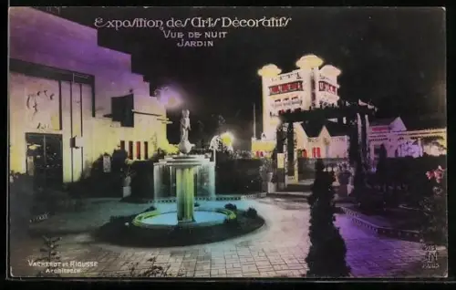 AK Paris, Exposition des Arts décoratifs 1925, Vue de Nuit Jardin