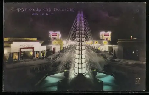 AK Paris, Exposition des Arts décoratifs 1925, Vue gènèrale vu de nuit