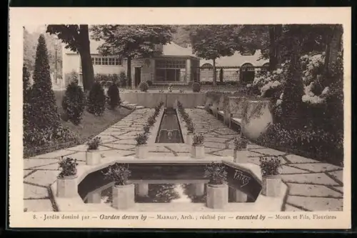 AK Paris, Exposition des Arts décoratifs 1925, Jardin dessiné par Marrast