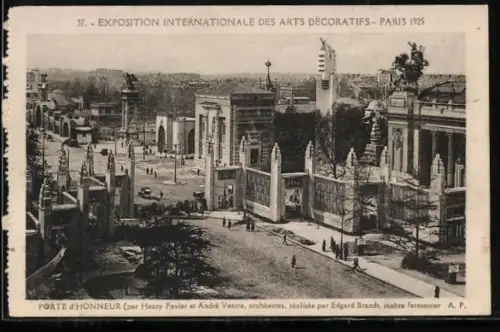 AK Paris, Exposition des Arts décoratifs 1925, Porte d`Honneur