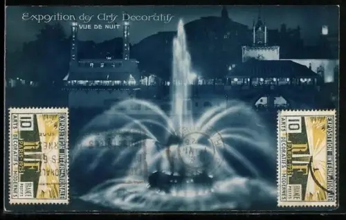 AK Paris, Exposition des Arts décoratifs 1925, Vue de Nuit