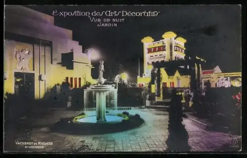 AK Paris, Exposition des Arts décoratifs 1925, Vue de Nuit, Jardin