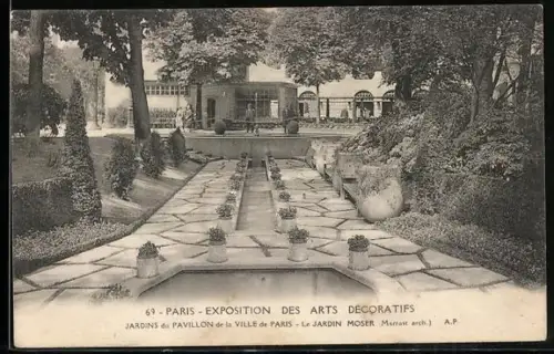 AK Paris, Exposition des Arts décoratifs 1925, Jardins du Pavillon de la Ville de Paris